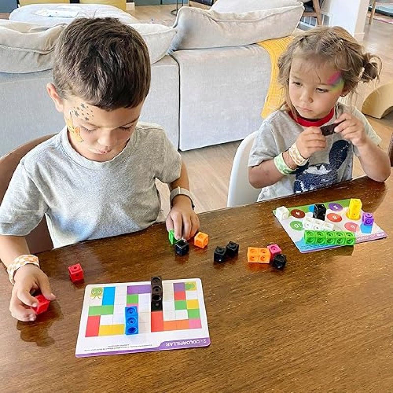 LOTFANCY BENBEN MATH MANIPULATIVES BLOCKS SET FOR KIDS, 100PCS COUNTING CUBES, STEM EDUCATIONAL TOYS WITH GAME CARDS & STORAGE BAG