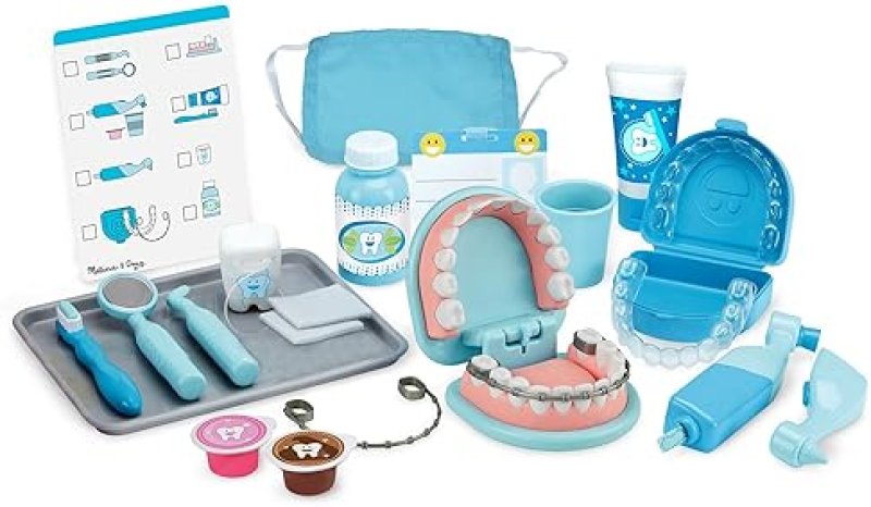MELISSA & DOUG DENTIST KIT: PRETEND DENTAL PLAY SET WITH 25 TOY PIECES FOR KIDS 3+ YEARS