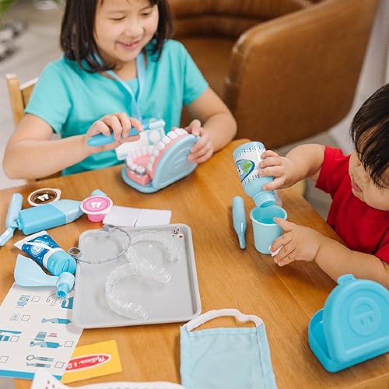 MELISSA & DOUG DENTIST KIT: PRETEND DENTAL PLAY SET WITH 25 TOY PIECES FOR KIDS 3+ YEARS