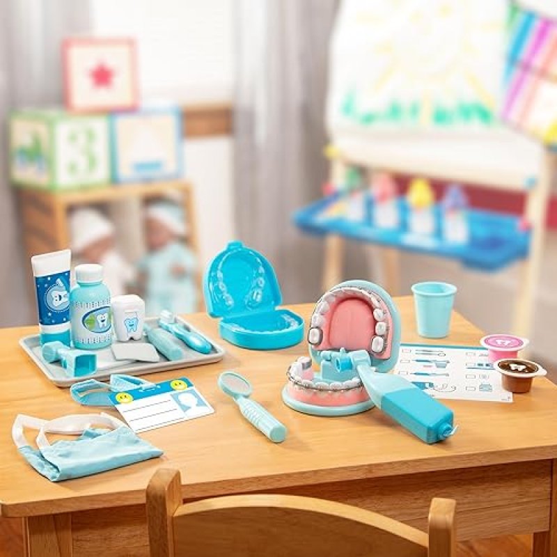 MELISSA & DOUG DENTIST KIT: PRETEND DENTAL PLAY SET WITH 25 TOY PIECES FOR KIDS 3+ YEARS