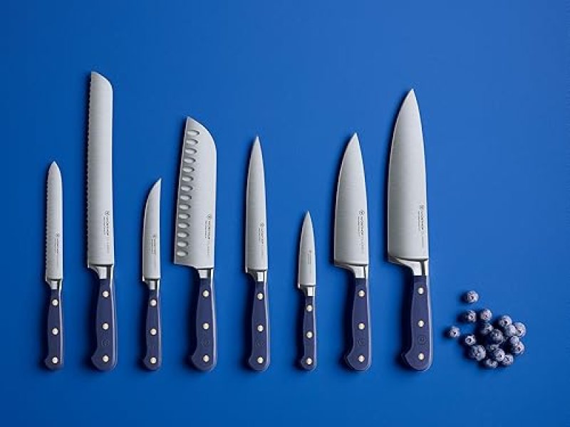 WUSTHOF CLASSIC 9" DOUBLE SERRATED BREAD KNIFE WITH WILD BLUEBERRY DESIGN