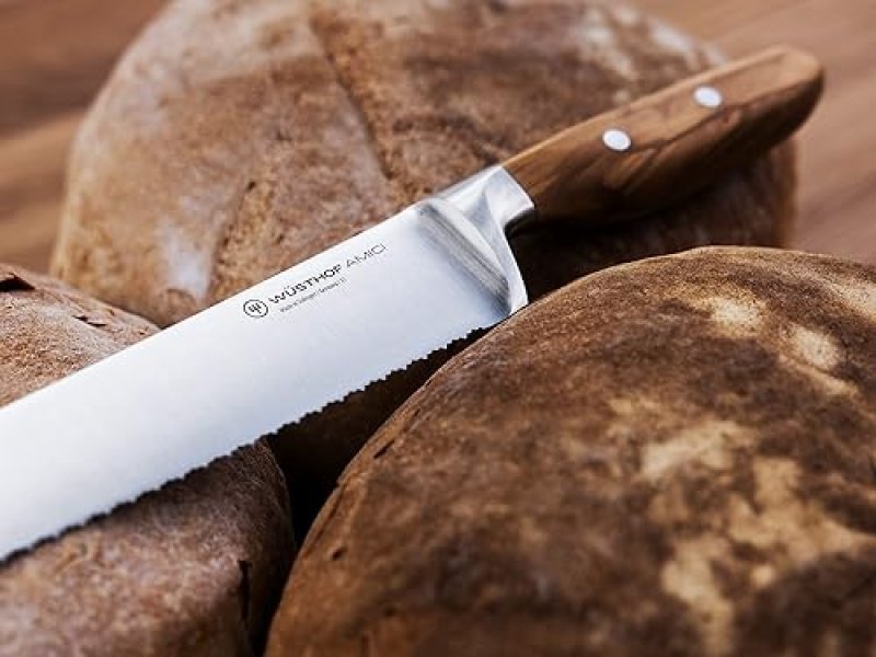 WUSTHOF AMICI 9-INCH DOUBLE SERRATED BREAD KNIFE IN TAN - TOP QUALITY CUTLERY