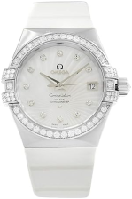 OMEGA CONSTELLATION WHITE GOLD DIAMOND WATCH WITH MOP DIAL - MODEL 123.57.35.20.55.005