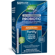 NATURE'S WAY FORTIFY EXTRA STRENGTH PROBIOTIC 50+ CAPSULES, 50 BILLION CFU, UNISEX, 30 COUNT