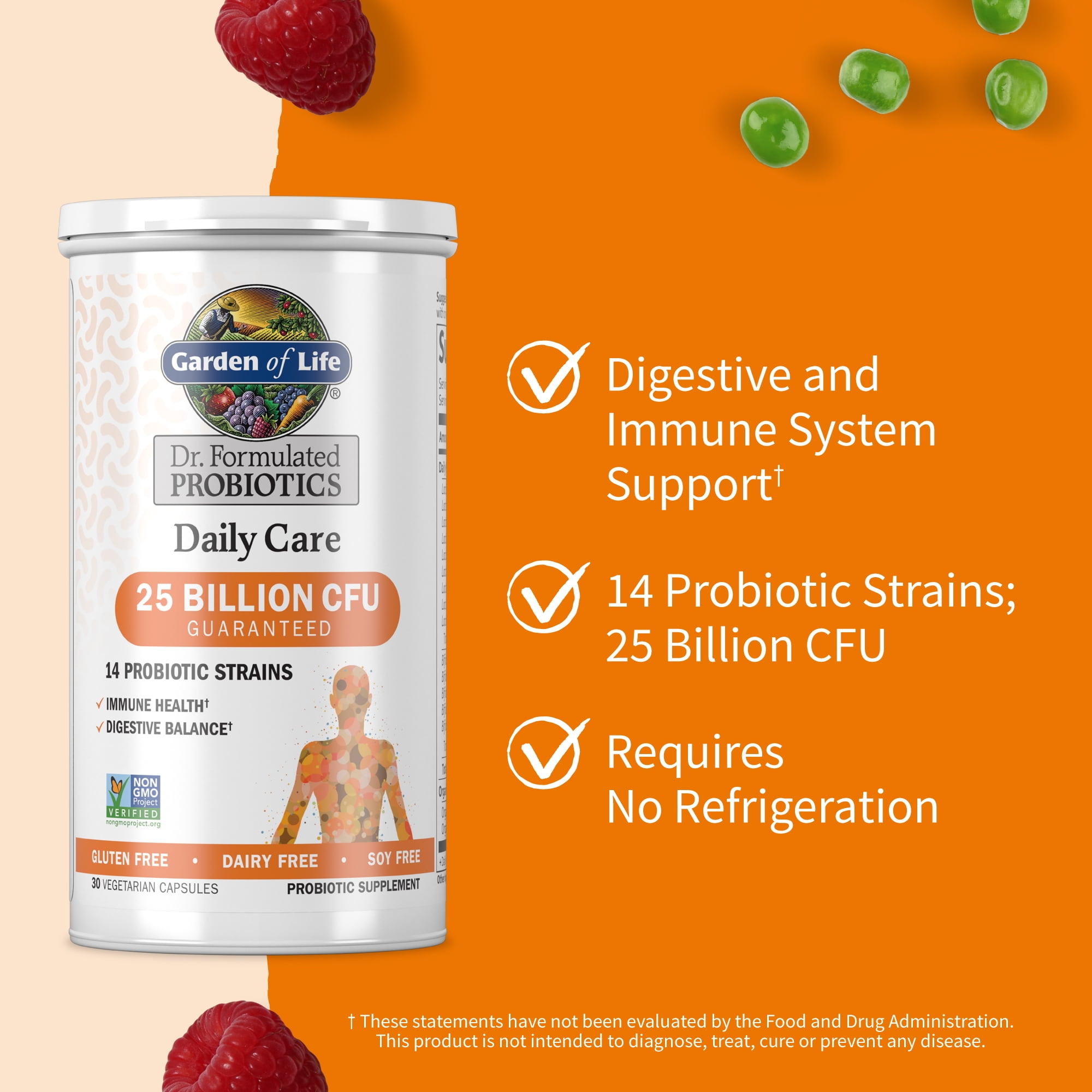 GARDEN OF LIFE ORGANIC PROBIOTIC DAILY CARE FOR MEN AND WOMEN, 25 BILLION CFU, 30 COUNT (2 PACK)