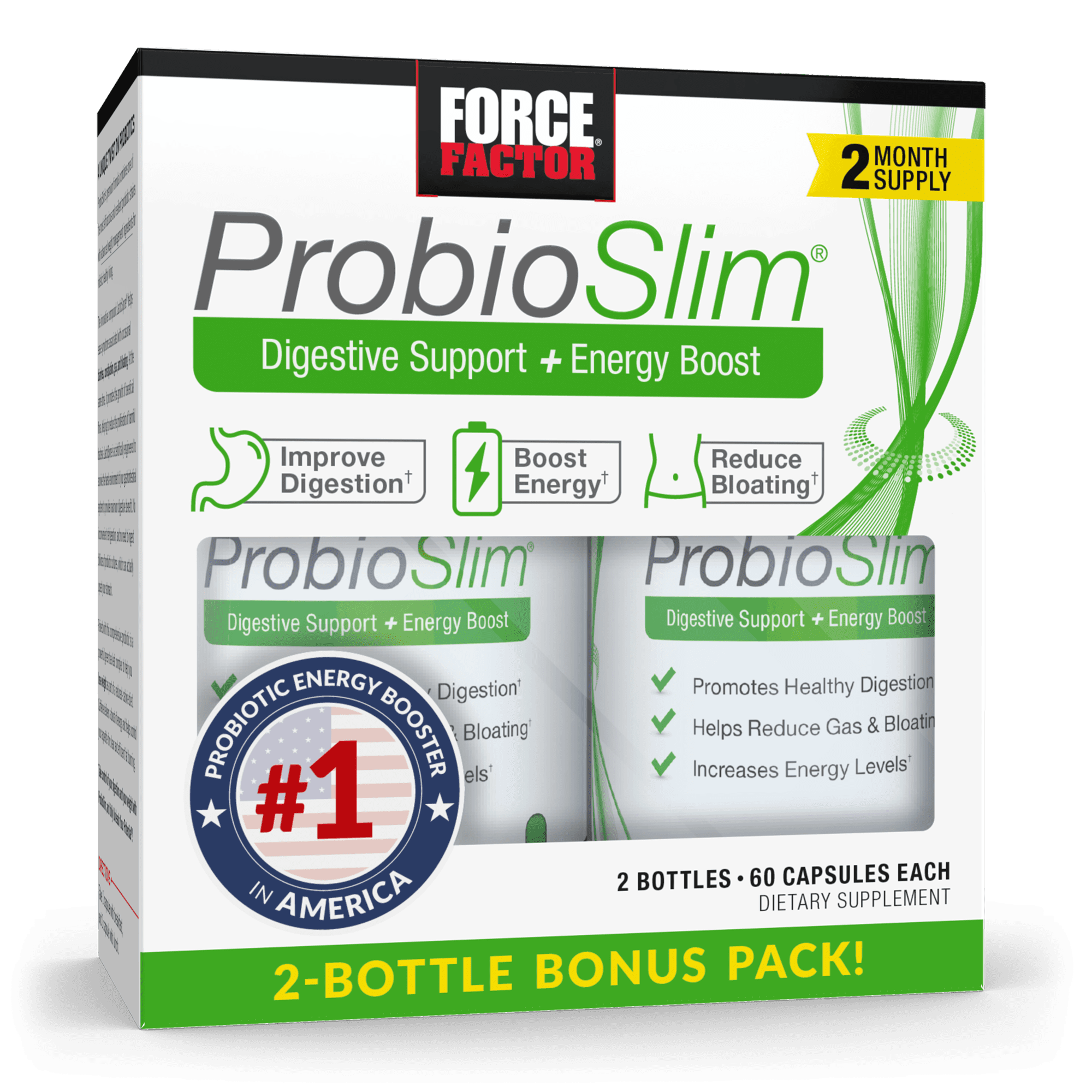 FORCE FACTOR PROBIOSLIM PROBIOTIC AND WEIGHT LOSS SUPPLEMENT WITH PROBIOTICS - 120 CAPSULES