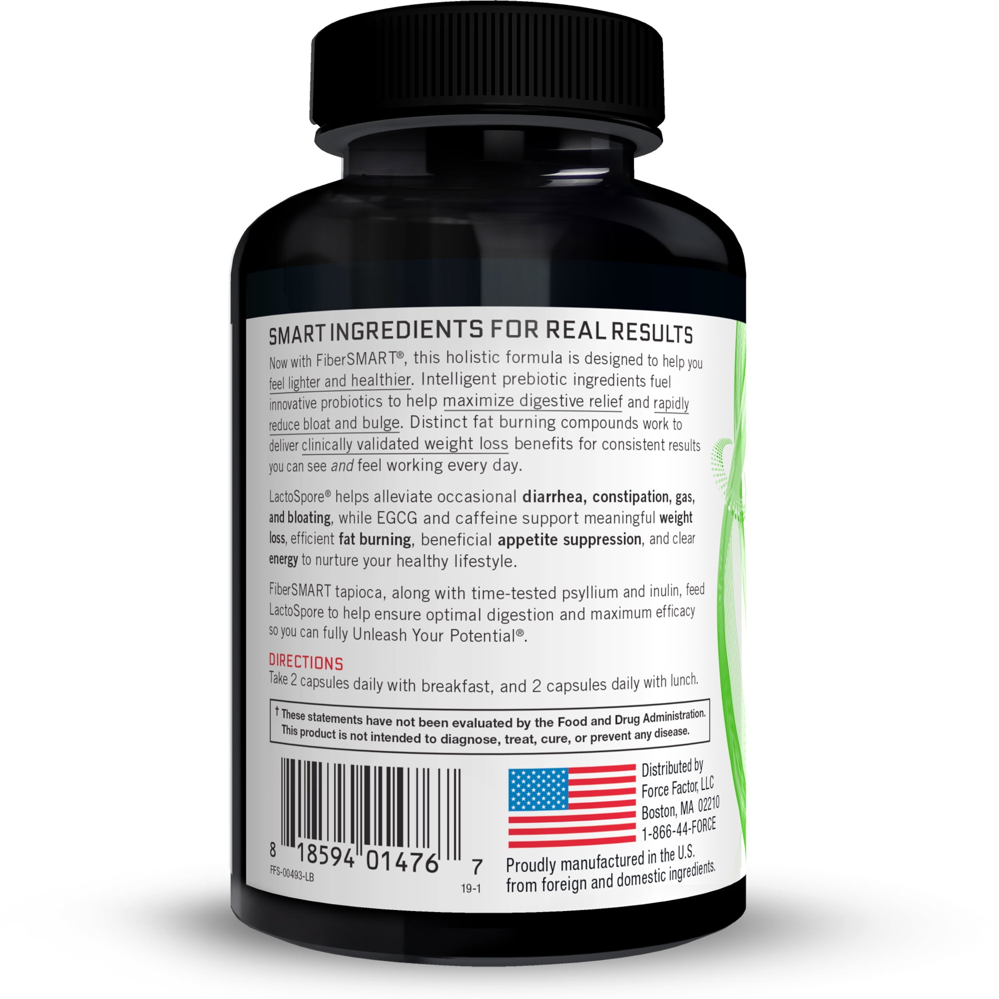 FORCE FACTOR PROBIOTIC FIBER SUPPLEMENT, 120 CAPSULES