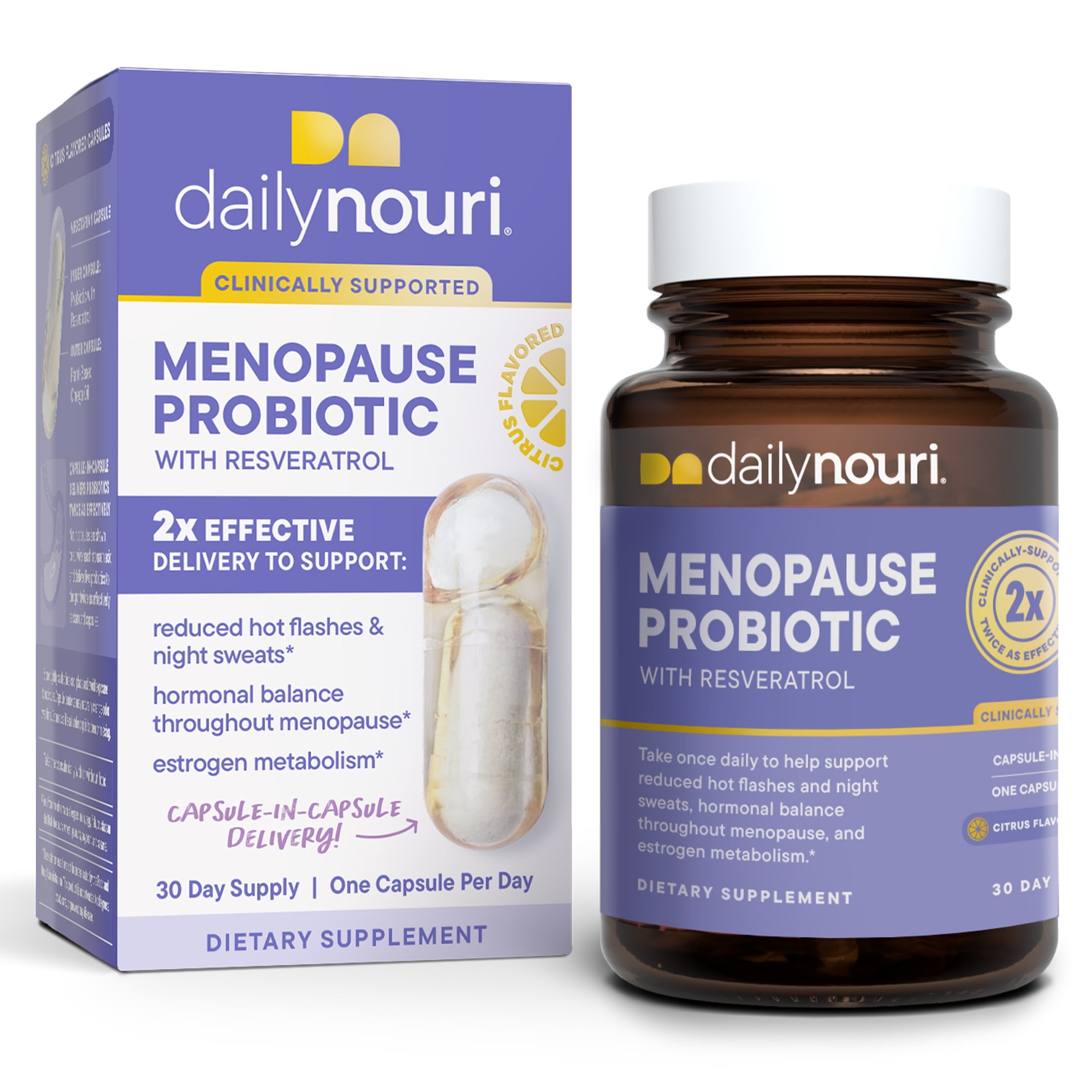 NOURI MENOPAUSE PROBIOTIC WITH RESVERATROL & VEGAN OMEGA CAPSULES - 30 DAY SUPPLY
