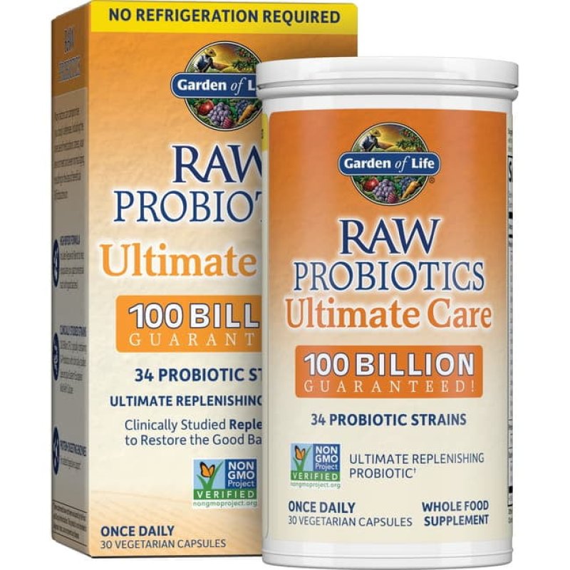 GARDEN OF LIFE RAW PROBIOTICS ULTIMATE CARE 100 BILLION CFU 30 VEG CAPSULES (2 PACK)