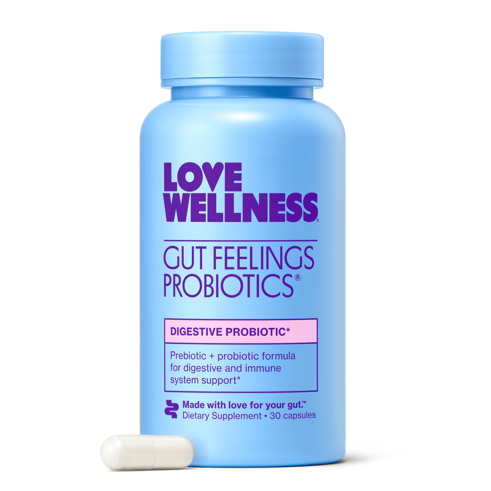 LOVE WELLNESS DIGESTIVE PROBIOTIC SUPPLEMENT, 30 CAPSULES