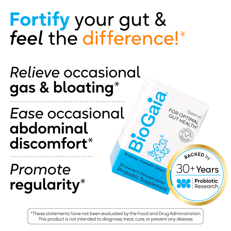 BIOGAIA GASTRUS PROBIOTIC FOR GUT HEALTH | ALLEVIATE DISCOMFORT, GAS & BLOATING, SUPPORT REGULARITY