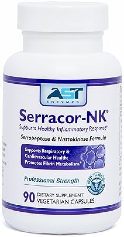 AST ENZYMES SERRACOR-NK: PROTEOLYTIC ENZYME FORMULA WITH SERRAPEPTASE & NATTOKINASE - 90 CAPSULES