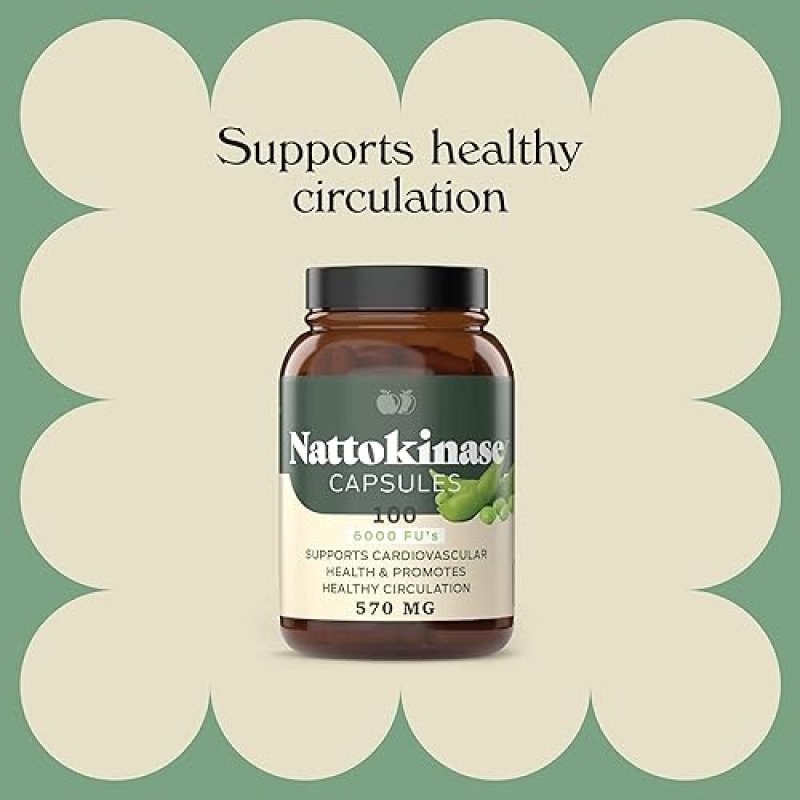 COMPLETE NATURAL NATTOKINASE CAPSULES - 100 COUNT 570MG 6000FU, HEALTHY CIRCULATION SUPPORT, GLUTEN-FREE, VEGAN