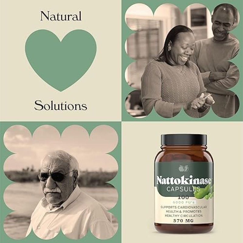 COMPLETE NATURAL NATTOKINASE CAPSULES - 100 COUNT 570MG 6000FU, HEALTHY CIRCULATION SUPPORT, GLUTEN-FREE, VEGAN