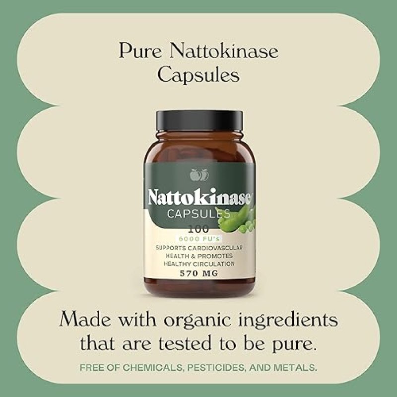 COMPLETE NATURAL NATTOKINASE CAPSULES - 100 COUNT 570MG 6000FU, HEALTHY CIRCULATION SUPPORT, GLUTEN-FREE, VEGAN