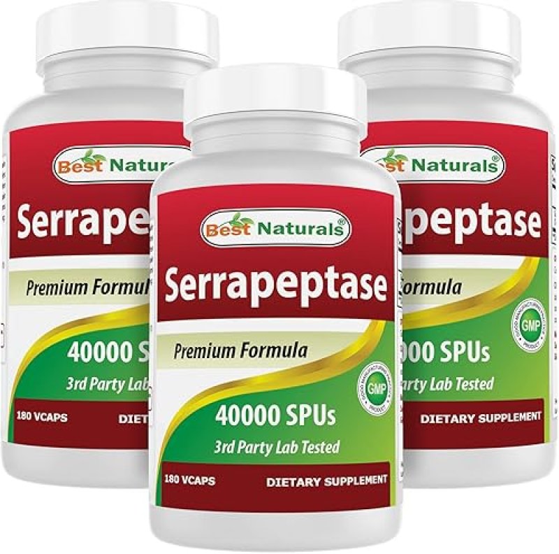 BEST NATURAL SERRAPEPTASE 40000 SPUS 540 CAPSULES PACK OF 3