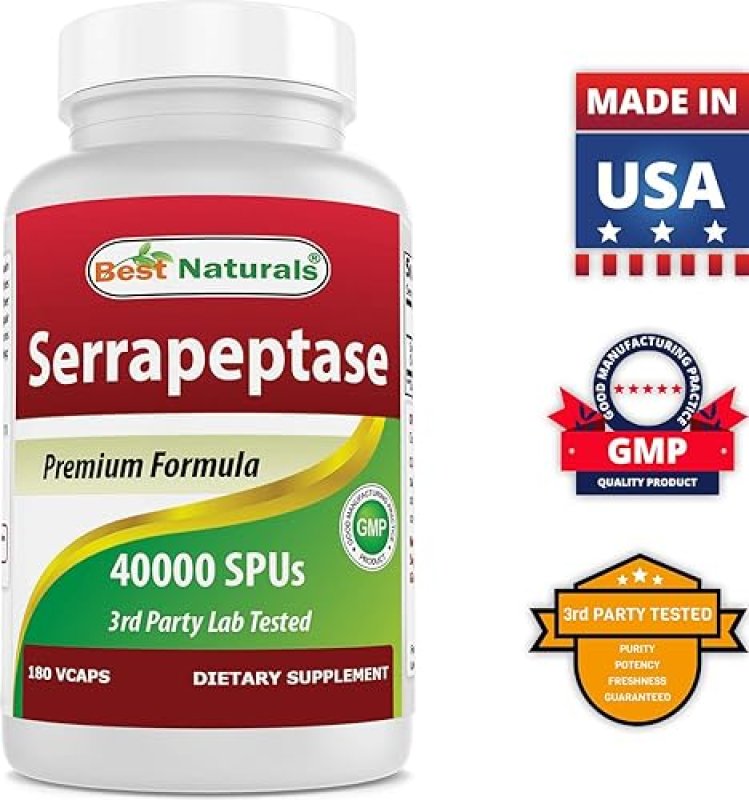 BEST NATURAL SERRAPEPTASE 40000 SPUS 540 CAPSULES PACK OF 3