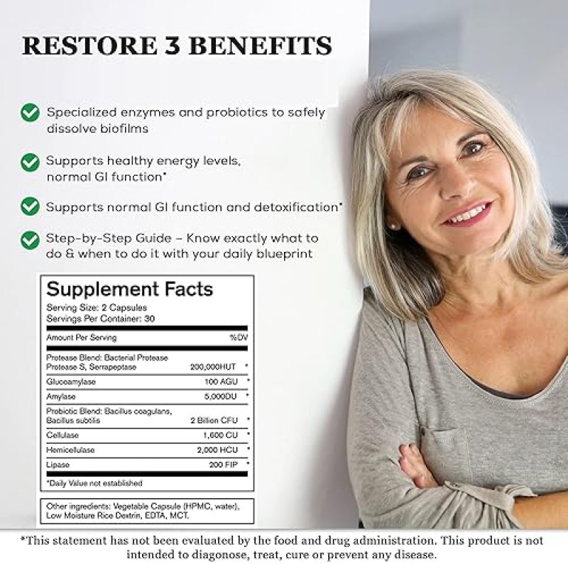 NATIVE FORMULAS PROTEOLYTIC ENZYME & PROBIOTIC BLEND SUPPLEMENT - 60 CAPSULES - BIOFILM DISRUPTION FOR GI HEALTH