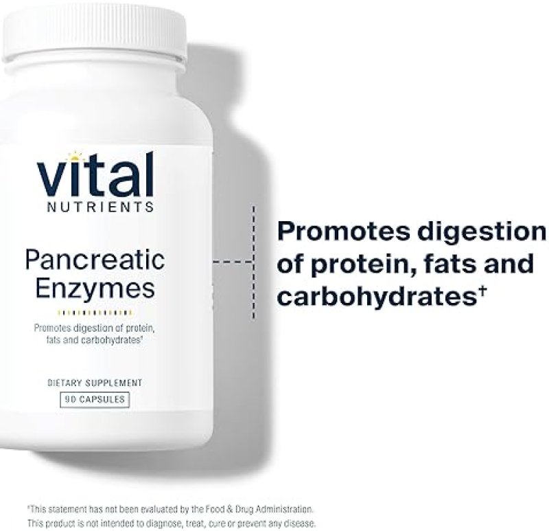 VITAL NUTRIENTS PANCREATIC ENZYMES 1000MG DIGESTIVE SUPPLEMENT | PROTEASE, AMYLASE & LIPASE | 90 CAPSULES