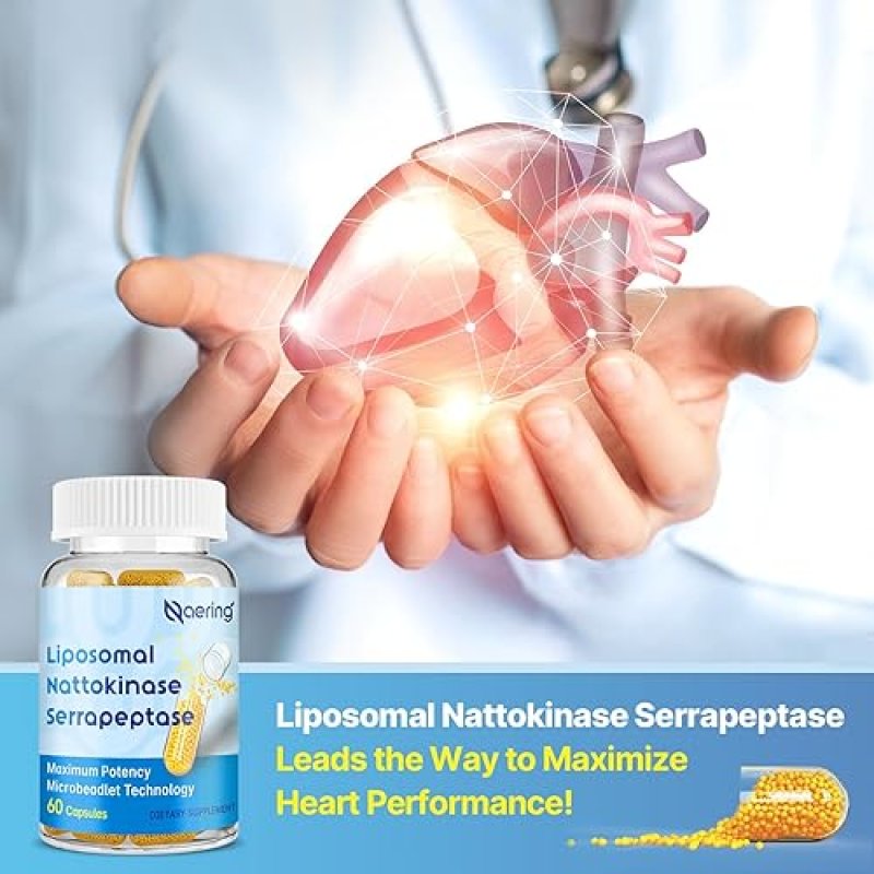 NAERING ENZYME SUPPLEMENT WITH NATTOKINASE & SERRAPEPTASE - SUPPORTS CIRCULATORY, GUT HEALTH - 60 CAPSULES (2 BOTTLES)