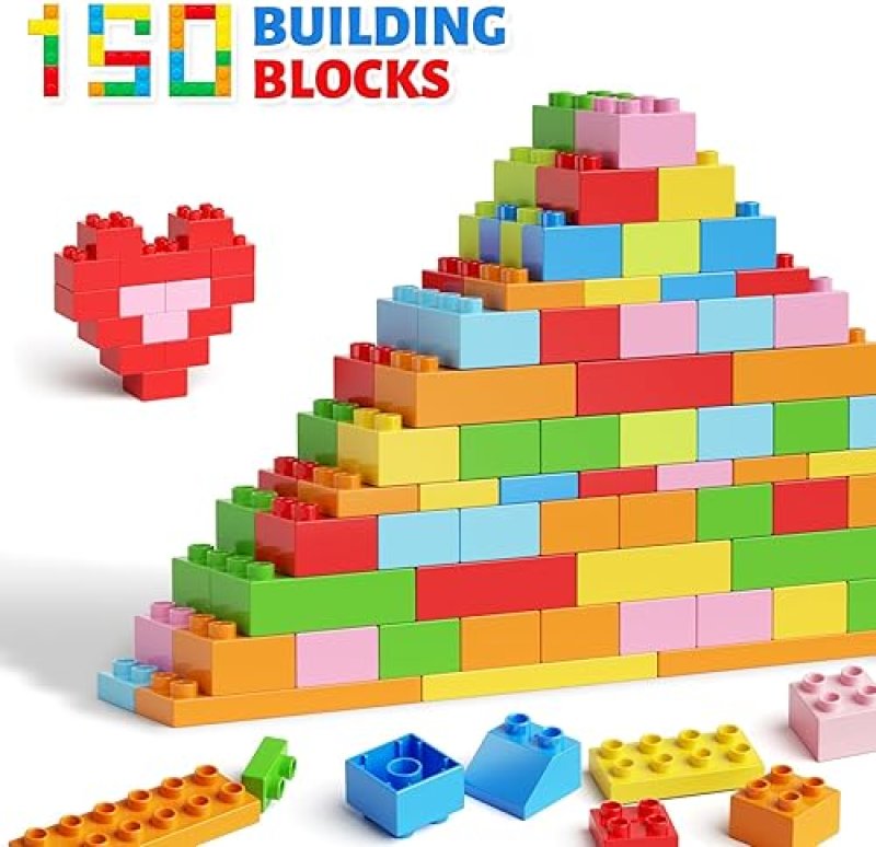 BURGKIDZ 150-PIECE JUMBO BUILDING BLOCKS SET WITH STORAGE BOX - STEM EDUCATIONAL TOYS FOR TODDLERS 3+ YEARS