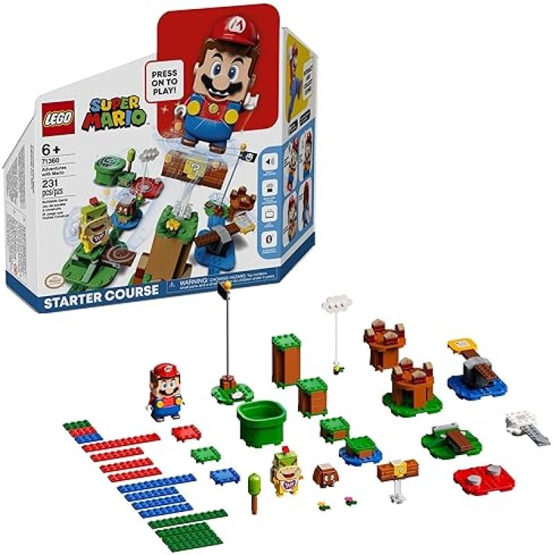 LEGO SUPER MARIO ADVENTURES STARTER SET WITH INTERACTIVE MARIO FIGURE AND BOWSER JR., 71360 - IDEAL GIFT FOR SUPER MARIO FANS, KIDS 6+