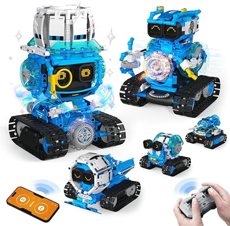OPMIND STEM ROBOT BUILDING TOY SET FOR BOYS 8-13, 494PCS REMOTE & APP CONTROL, EDUCATIONAL CODING DIY TOY, SOUND & LIGHT SCIENCE KIT, GIFT 10-12