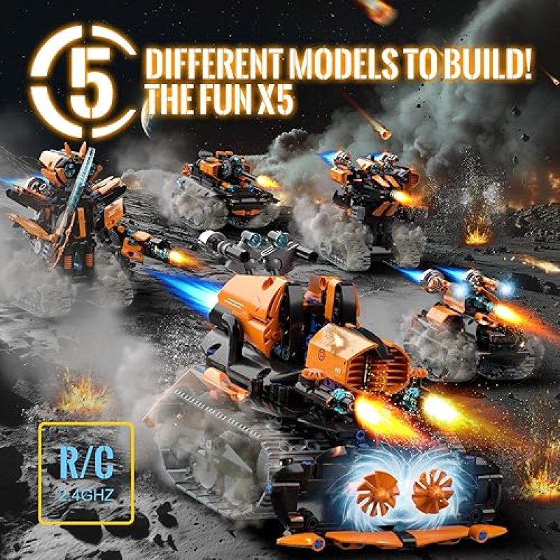 TOBSABPX 5IN1 STEM ROBOT BUILDING KIT FOR KIDS 6-14 - REMOTE & APP CONTROLLED TANK BULLDOZER - 689PCS
