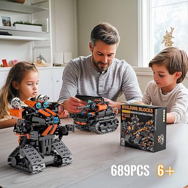 TOBSABPX 5IN1 STEM ROBOT BUILDING KIT FOR KIDS 6-14 - REMOTE & APP CONTROLLED TANK BULLDOZER - 689PCS