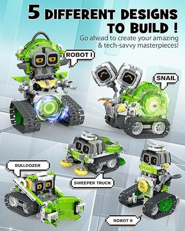 OPMIND STEM AI ROBOT BUILDING SET | 5IN1, 478PCS | CODING EDUCATIONAL TOY FOR KIDS 6-12 | REMOTE CONTROL"