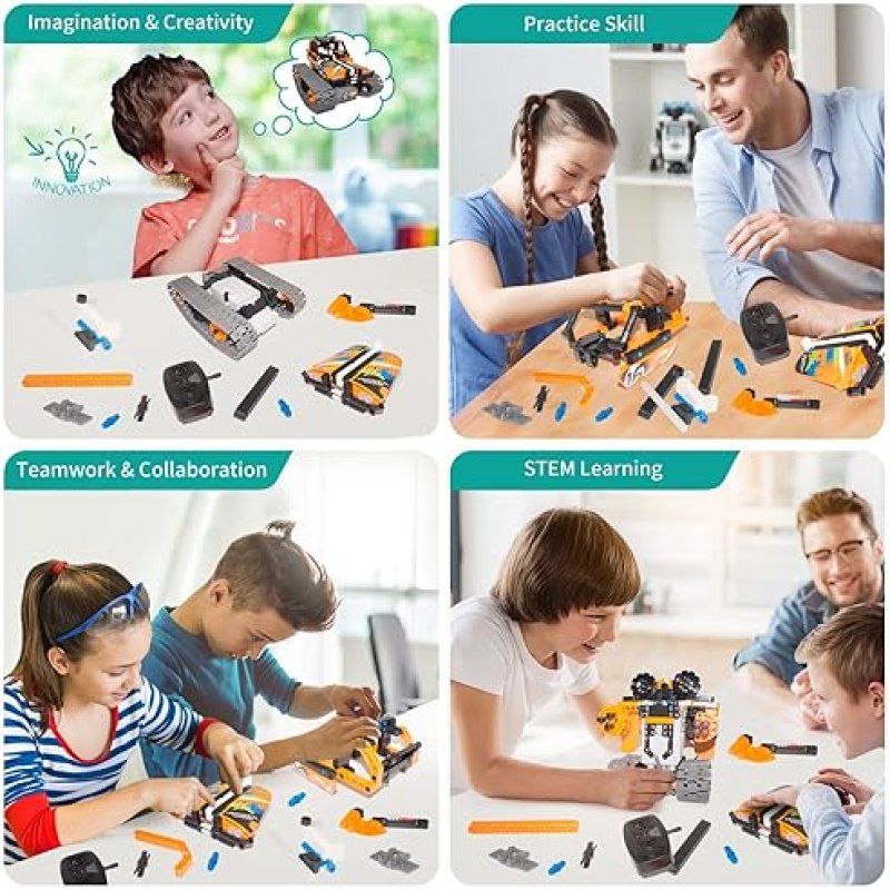 OPMIND STEM REMOTE CONTROL BUILDING KIT: 5-IN-1 ERECTOR PROJECTS SET, 392PCS BLOCKS, AGES 8-12, TANK/ROBOT/AVT DIY SCIENCE TOY