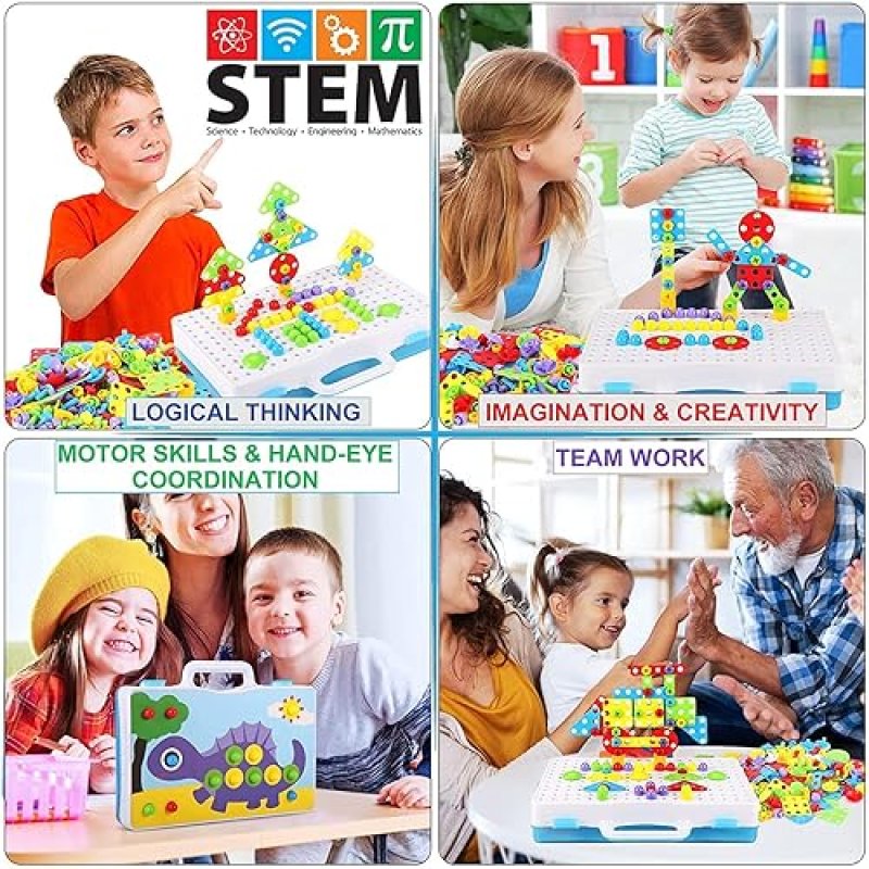 PARHLEN 244-PIECE ELECTRIC SCREWDRIVER DIY EDUCATIONAL BUILDING BLOCKS TOY FOR KIDS 4-10 YEARS