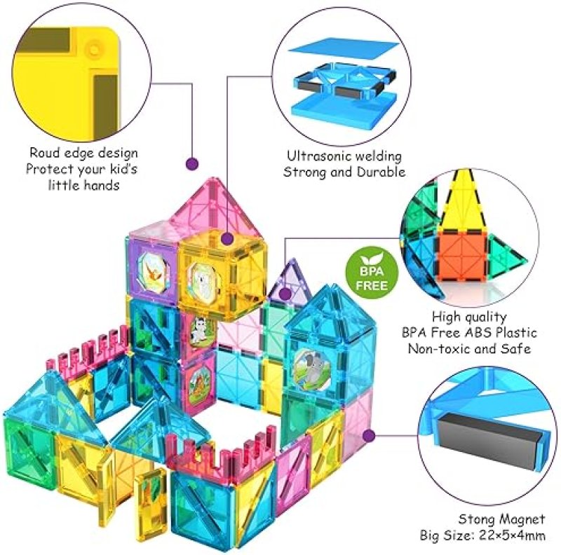 JIAXIN MAGNETIC BUILDING BLOCKS SET FOR KIDS | EDUCATIONAL STEM TOY KIT | CHRISTMAS BIRTHDAY GIFT | AGES 3-10+"