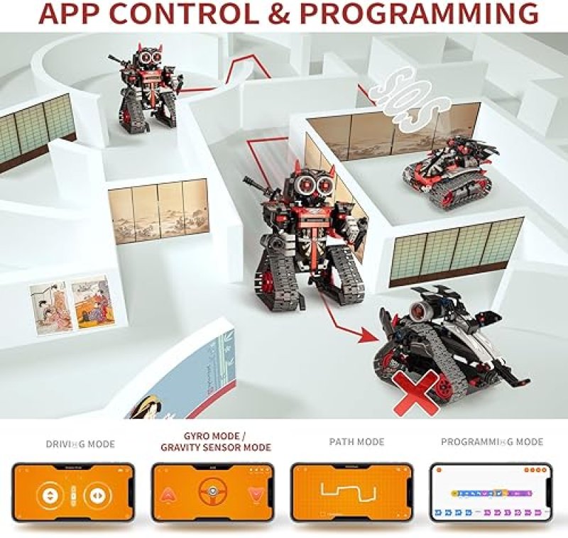 OPMIND STEM RC ROBOT BUILDING KIT - 5-IN-1 SAMURAI/NINJA BLOCKS - 419 PCS - DIY SCIENCE TOY GIFT - AGES 6-12+