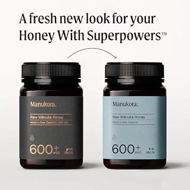 MANUKORA RAW MANUKA HONEY MGO 600+ FROM NEW ZEALAND - NON-GMO, MONOFLORAL, TRACEABLE - 500G
