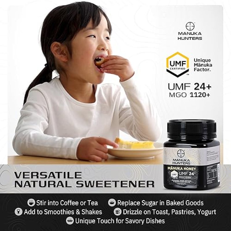 NZ HONEY UMF 24+ MANUKA HONEY - PURE NEW ZEALAND SWEETENER - GLUTEN, DAIRY FREE - IDEAL FOR TEA, COFFEE, SMOOTHIES - 8.8OZ JAR