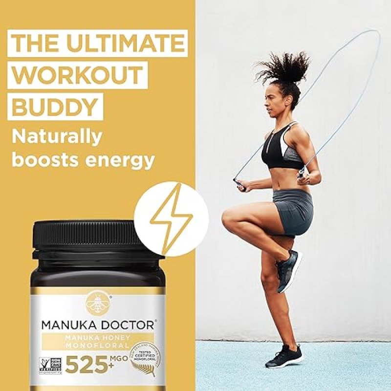 MANUKA DOCTOR MGO 525+ MONOFLORAL MANUKA HONEY, 100% PURE NZ, CERTIFIED, RAW (8.75 OZ)