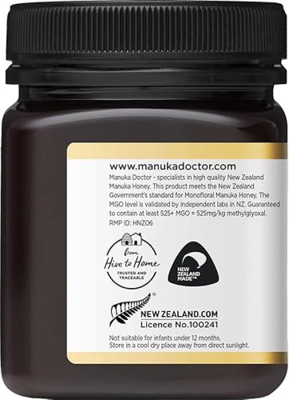 MANUKA DOCTOR MGO 525+ MONOFLORAL MANUKA HONEY, 100% PURE NZ, CERTIFIED, RAW (8.75 OZ)