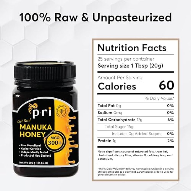 P.R.I MANUKA HONEY MGO 300+ 1.1LB - 500G RAW NEW ZEALAND HONEY