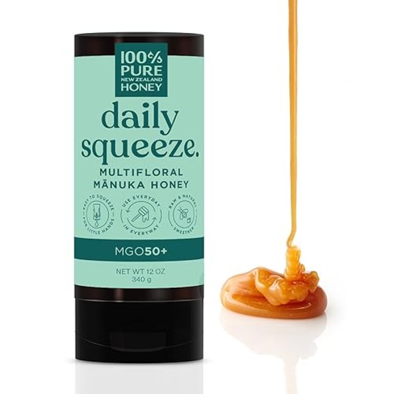 100% PURE NEW ZEALAND ORGANIC MGO 50+ MANUKA HONEY FROM NEW ZEALAND - 12 OZ SQUEEZY BOTTLE