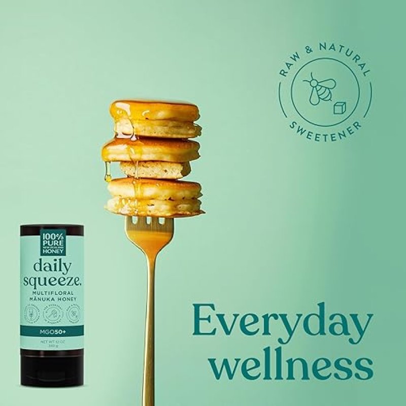 100% PURE NEW ZEALAND ORGANIC MGO 50+ MANUKA HONEY FROM NEW ZEALAND - 12 OZ SQUEEZY BOTTLE