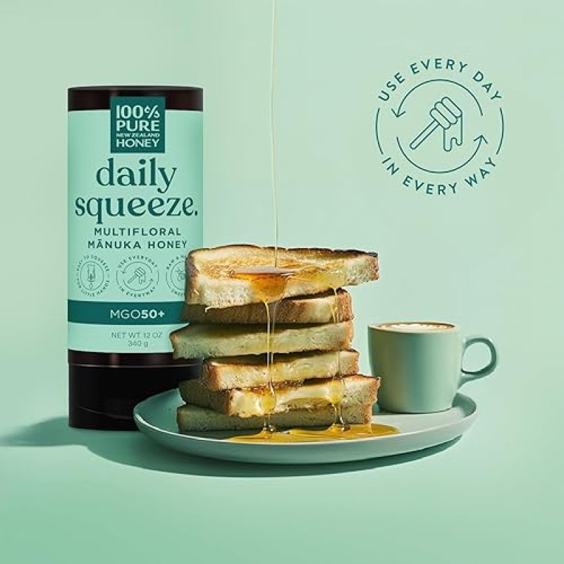 100% PURE NEW ZEALAND ORGANIC MGO 50+ MANUKA HONEY FROM NEW ZEALAND - 12 OZ SQUEEZY BOTTLE
