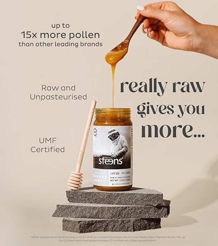 STEENS PURE & RAW STEENS MANUKA HONEY - MGO 830+ - UMF 20+ - 17.6 OZ - NEW ZEALAND