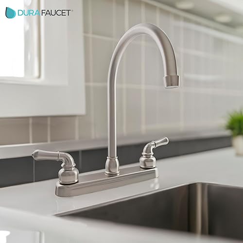 DURA FAUCET RV J-SPOUT KITCHEN SINK FAUCET IN BRUSHED SATIN NICKEL