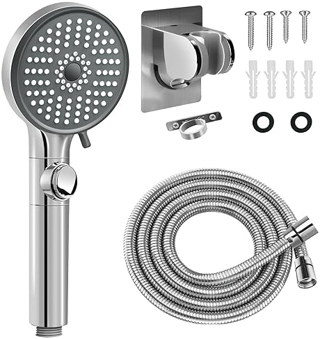 FOCSPROD HIGH PRESSURE 5 MODE RV SHOWER HEAD WITH HOSE FOR WATER SAVING AND TRAVEL TRAILERS