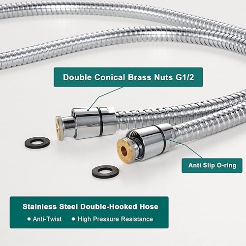 FOCSPROD HIGH PRESSURE 5 MODE RV SHOWER HEAD WITH HOSE FOR WATER SAVING AND TRAVEL TRAILERS