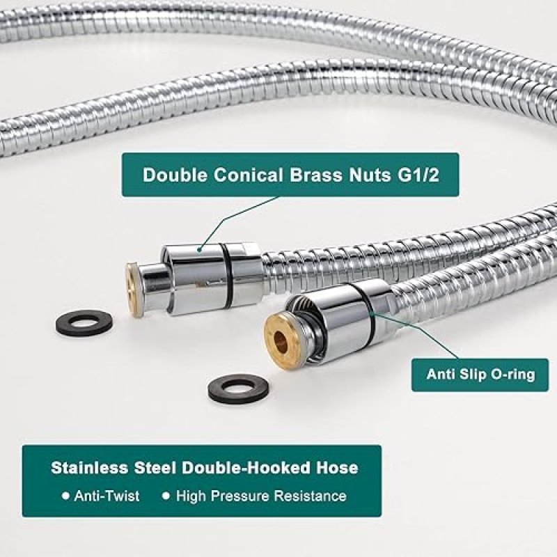 FOCSPROD HIGH PRESSURE 5 MODE RV SHOWER HEAD WITH HOSE FOR WATER SAVING AND TRAVEL TRAILERS