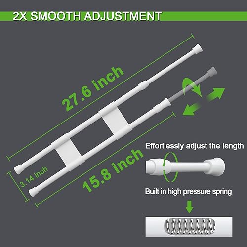 REGGORY ADJUSTABLE NON-SLIP RV REFRIGERATOR TENSION RODS - SET OF 4 - WHITE