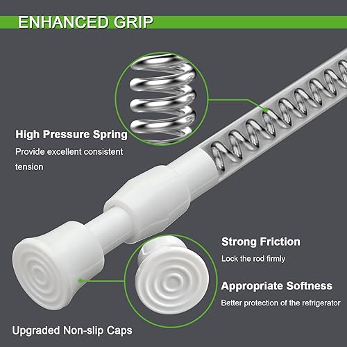 REGGORY ADJUSTABLE NON-SLIP RV REFRIGERATOR TENSION RODS - SET OF 4 - WHITE
