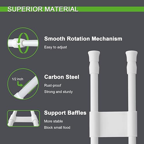REGGORY ADJUSTABLE NON-SLIP RV REFRIGERATOR TENSION RODS - SET OF 4 - WHITE
